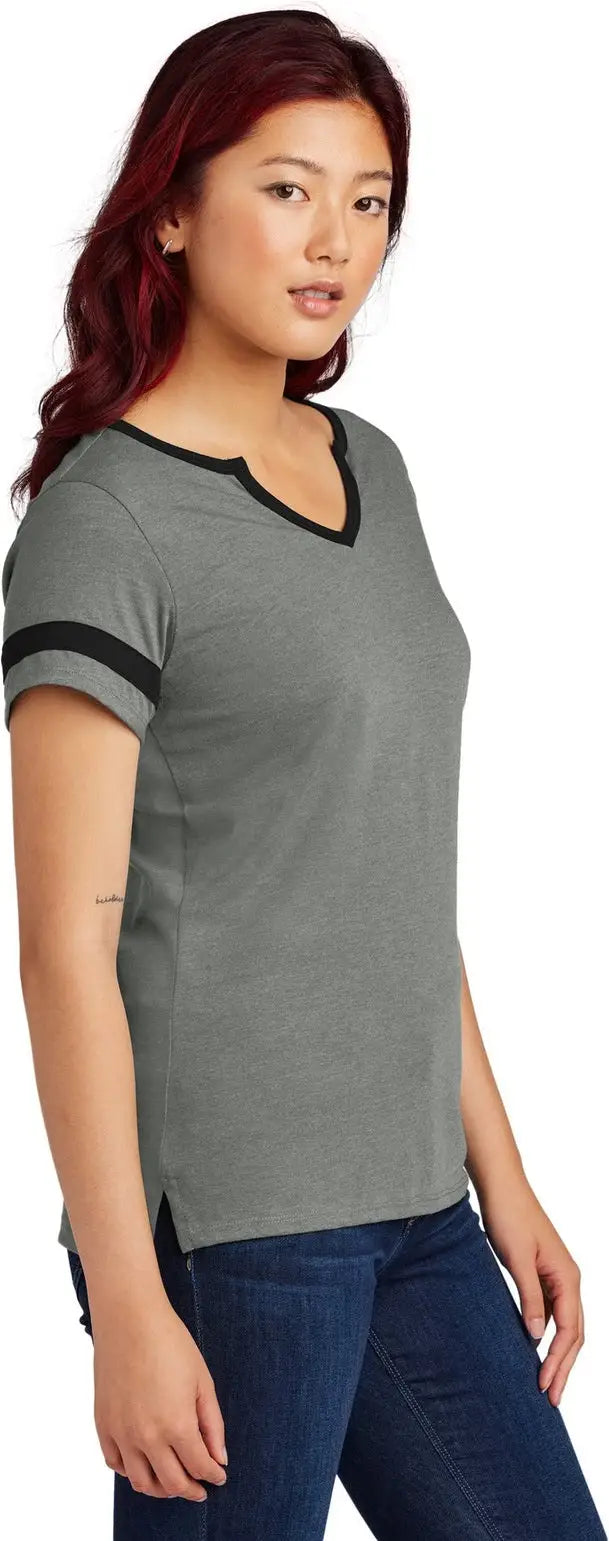 Sport-tek Lst6041 Women’s Halftime Notch Neck Tee - Vintage Heather Black