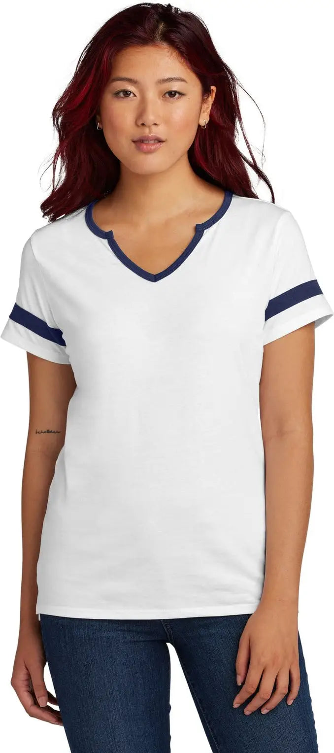 Sport-tek Lst6041 Women’s Halftime Notch Neck Tee - White True Navy - White/ / Ladies Xs