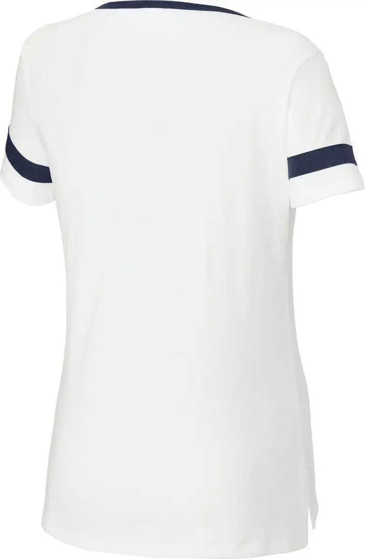 Sport-tek Lst6041 Women’s Halftime Notch Neck Tee - White True Navy