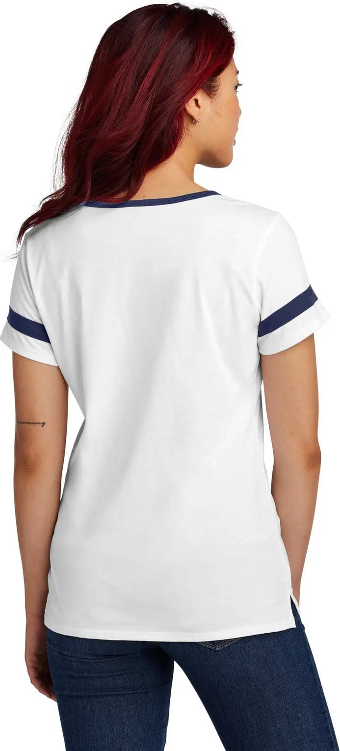 Sport-tek Lst6041 Women’s Halftime Notch Neck Tee - White True Navy