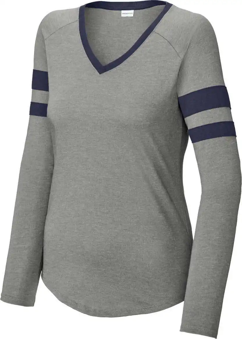 Sport-tek Lst6043 Ladies Halftime Stripe Long Sleeve V-neck Tee - Tnv/vtgh