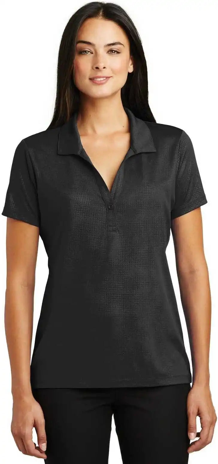 Sport-tek Lst630 Ladies Embossed Posicharge Tough Polo - Black