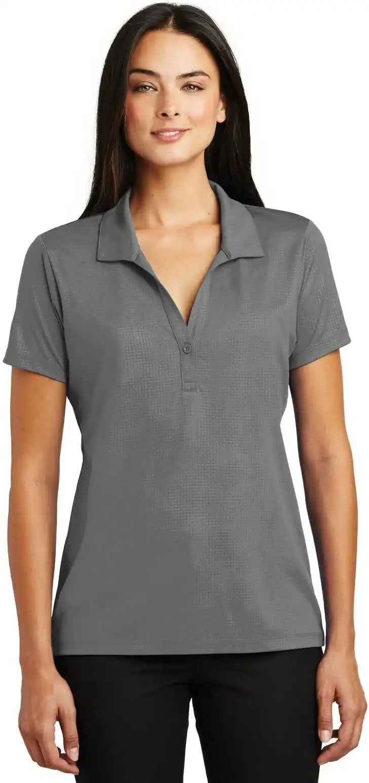 Sport-tek Lst630 Ladies Embossed Posicharge Tough Polo - Dark Smoke Gray