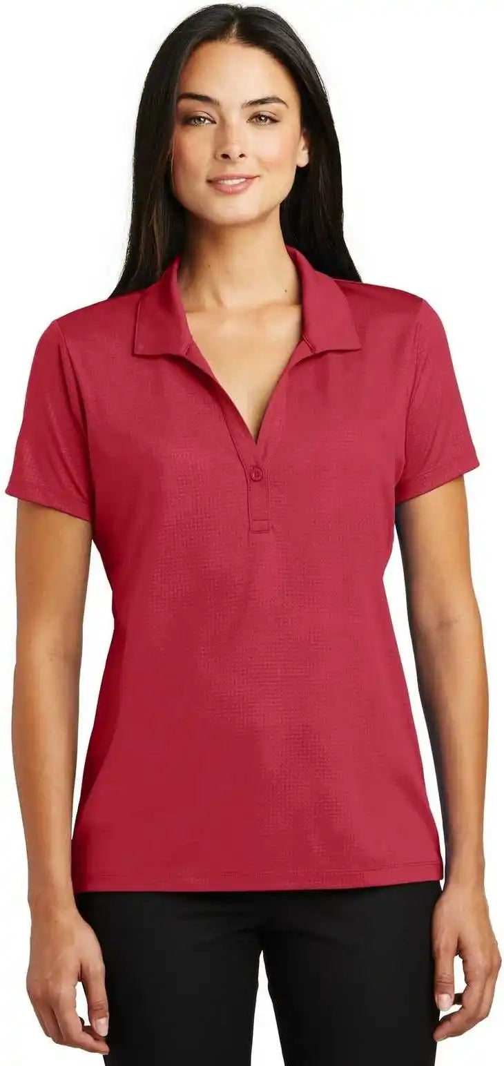 Sport-tek Lst630 Ladies Embossed Posicharge Tough Polo - Deep Red