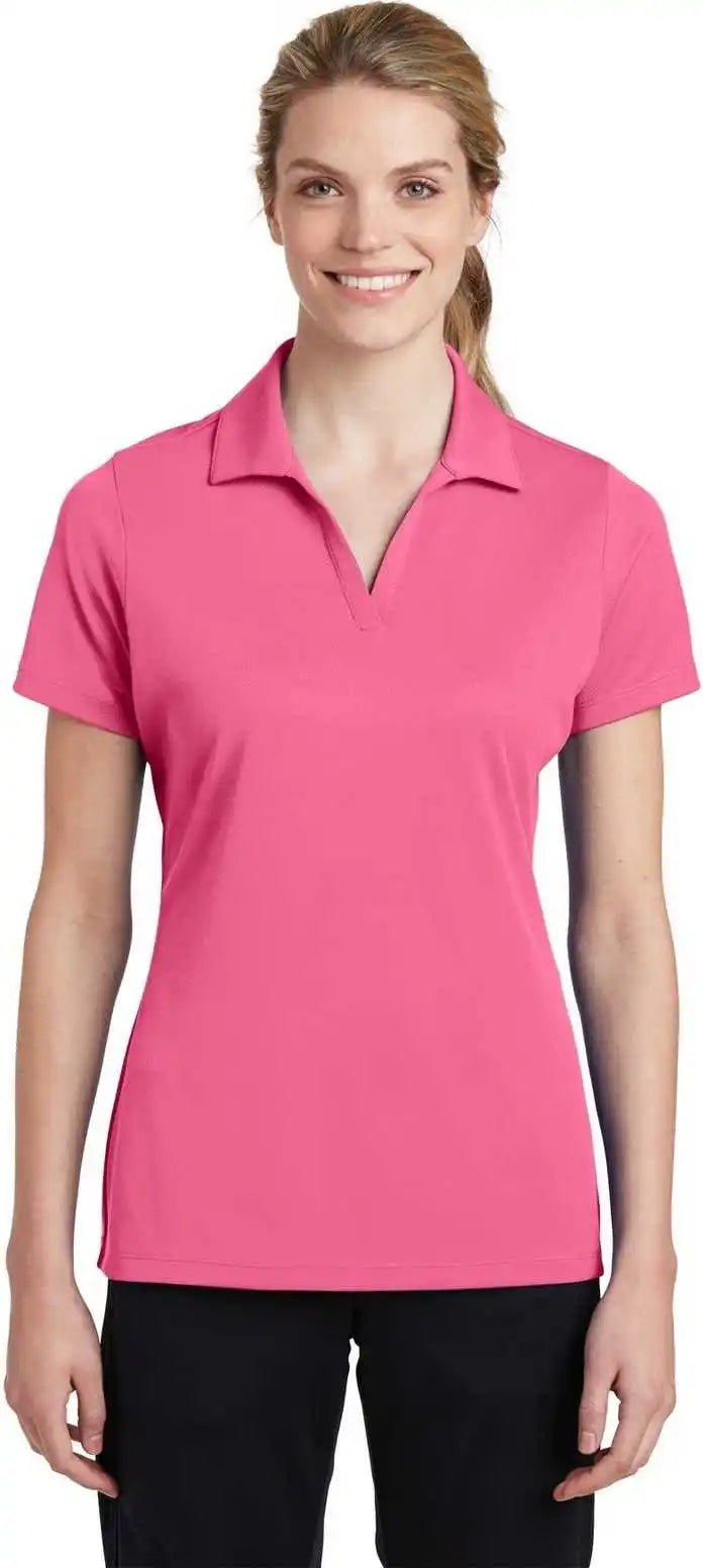 Sport Tek Lst640 Ladies Posicharge Racermesh Polo Bright Pink