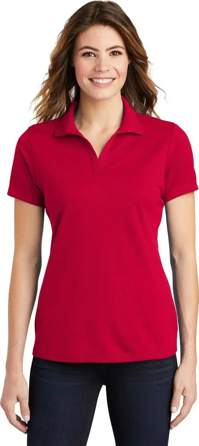 Sport Tek Lst640 Ladies Posicharge Racermesh Polo Deep Red