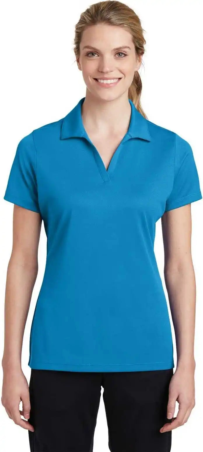 Sport Tek Lst640 Ladies Posicharge Racermesh Polo Pond Blue