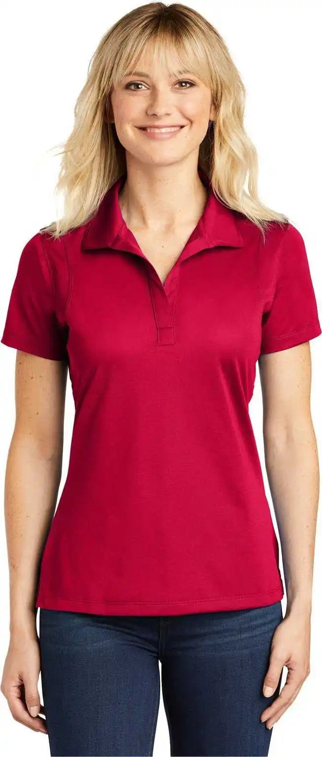 Sport Tek Lst650 Ladies Micropique Wick Polo Deep Red