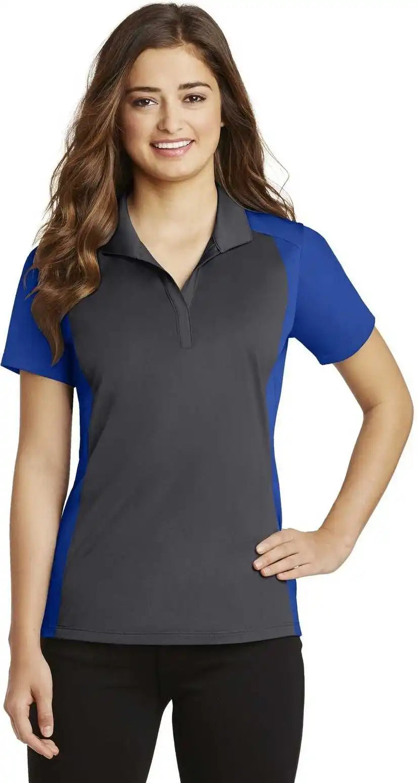 Sport-tek Lst652 Ladies Colorblock Micropique Sport-wick Polo - Iron Gray True Royal