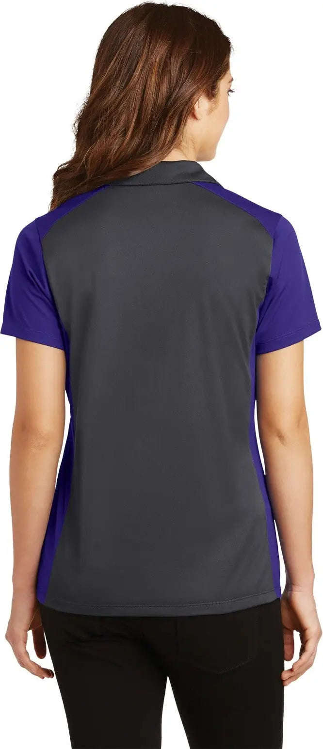 Sport-tek Lst652 Women’s Colorblock Micropique Sport-wick Polo - Iron Gray Purple