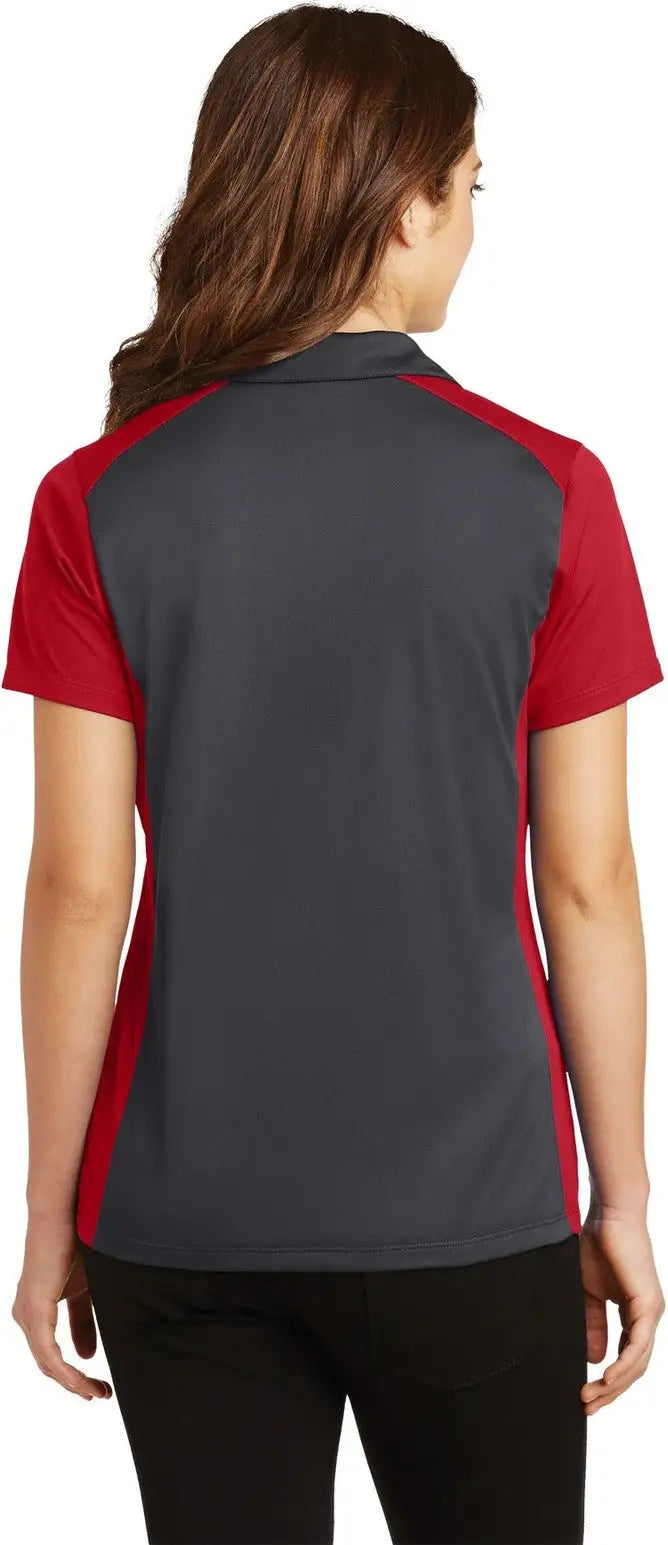 Sport-tek Lst652 Women’s Colorblock Micropique Sport-wick Polo - Iron Gray True Red