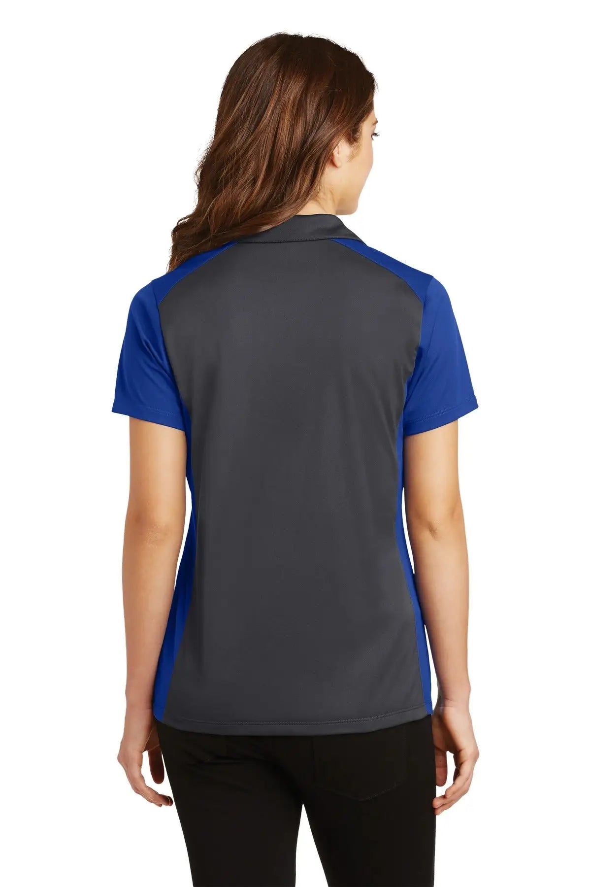 Sport-tek Lst652 Women’s Colorblock Micropique Sport-wick Polo - Iron Gray True Royal