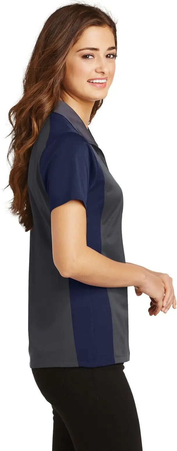 Sport-tek Lst652 Women’s Colorblock Micropique Sport-wick Polo - Iron Gray True Navy