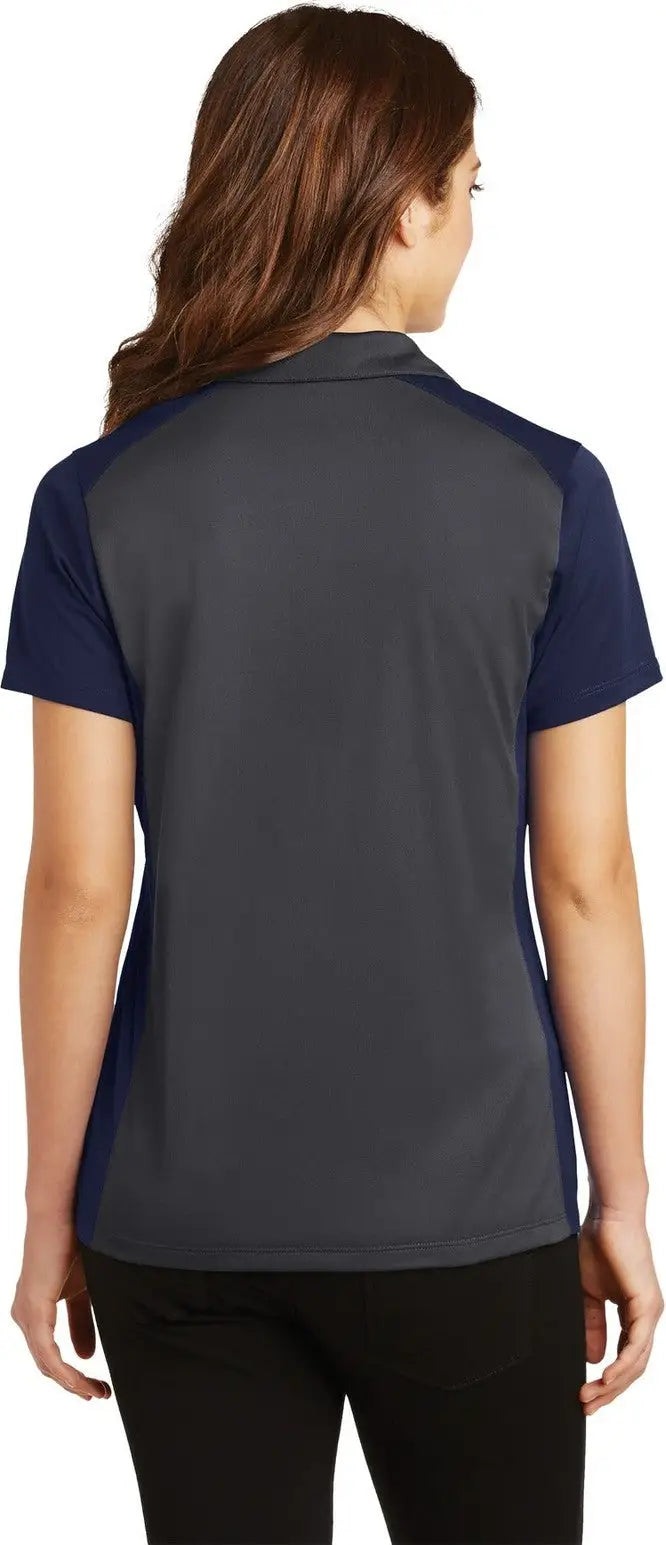 Sport-tek Lst652 Women’s Colorblock Micropique Sport-wick Polo - Iron Gray True Navy