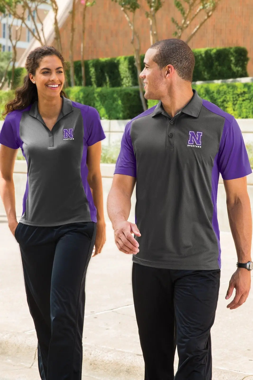 Sport-tek Lst652 Women’s Colorblock Micropique Sport-wick Polo - Iron Gray Pink Raspberry