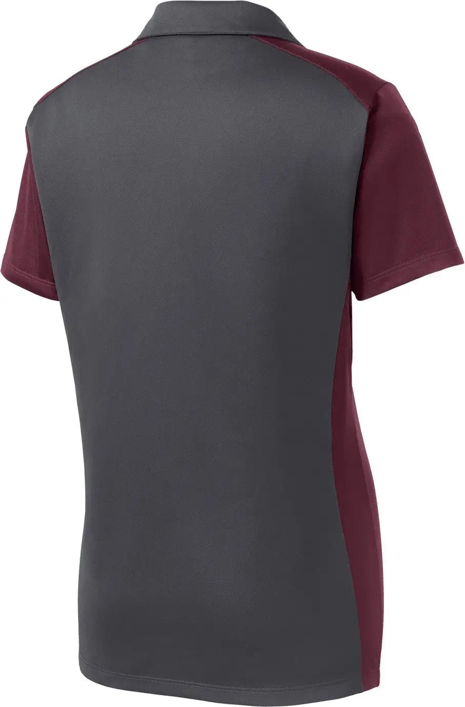 Sport-tek Lst652 Women’s Colorblock Micropique Sport-wick Polo - Iron Gray Maroon