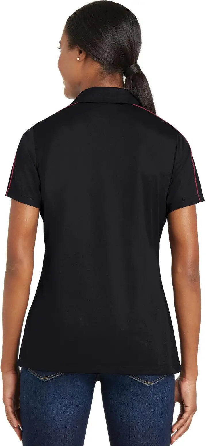 Sport-tek Lst653 Women’s Micropique Sport-wick Piped Polo - Black True Red