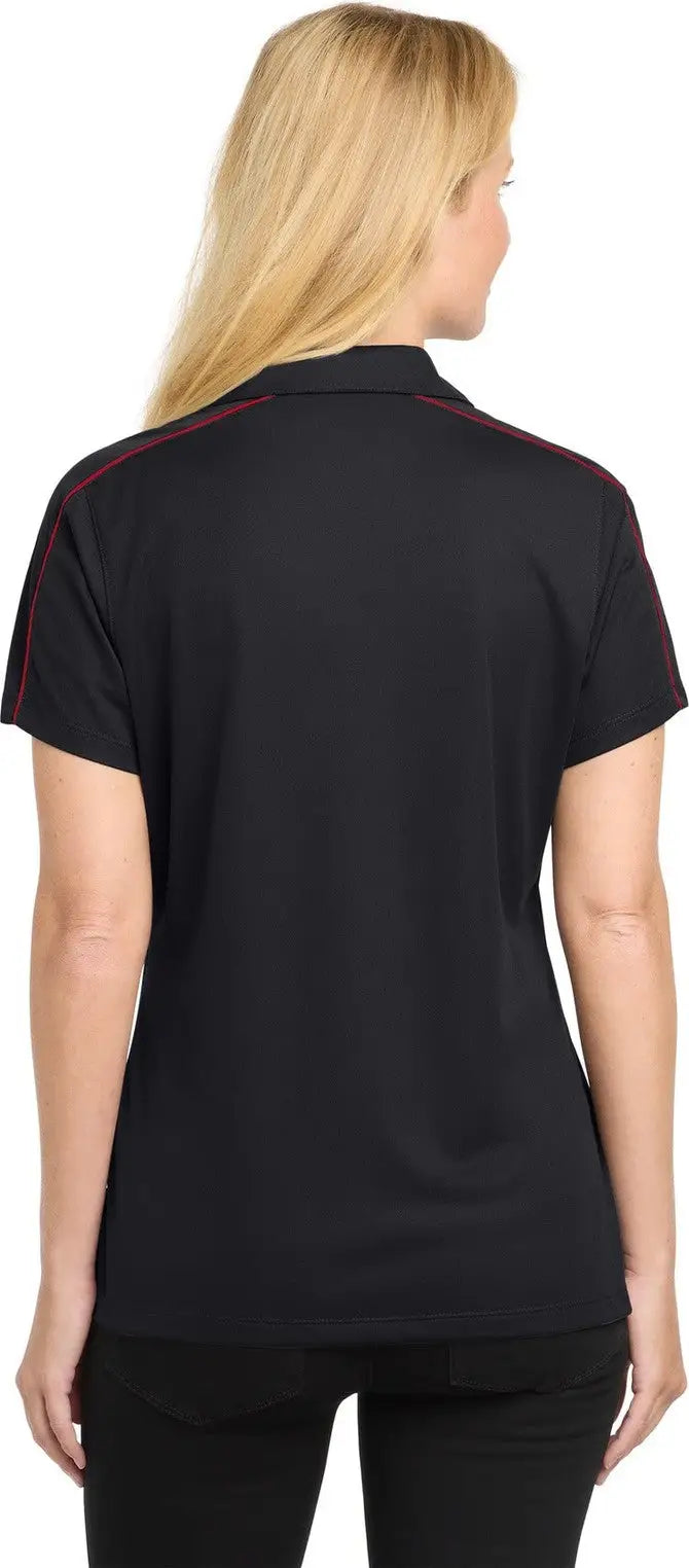 Sport-tek Lst653 Women’s Micropique Sport-wick Piped Polo - Black True Red