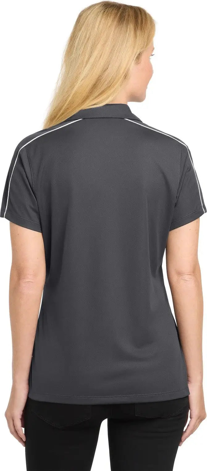 Sport-tek Lst653 Women’s Micropique Sport-wick Piped Polo - Iron Gray White