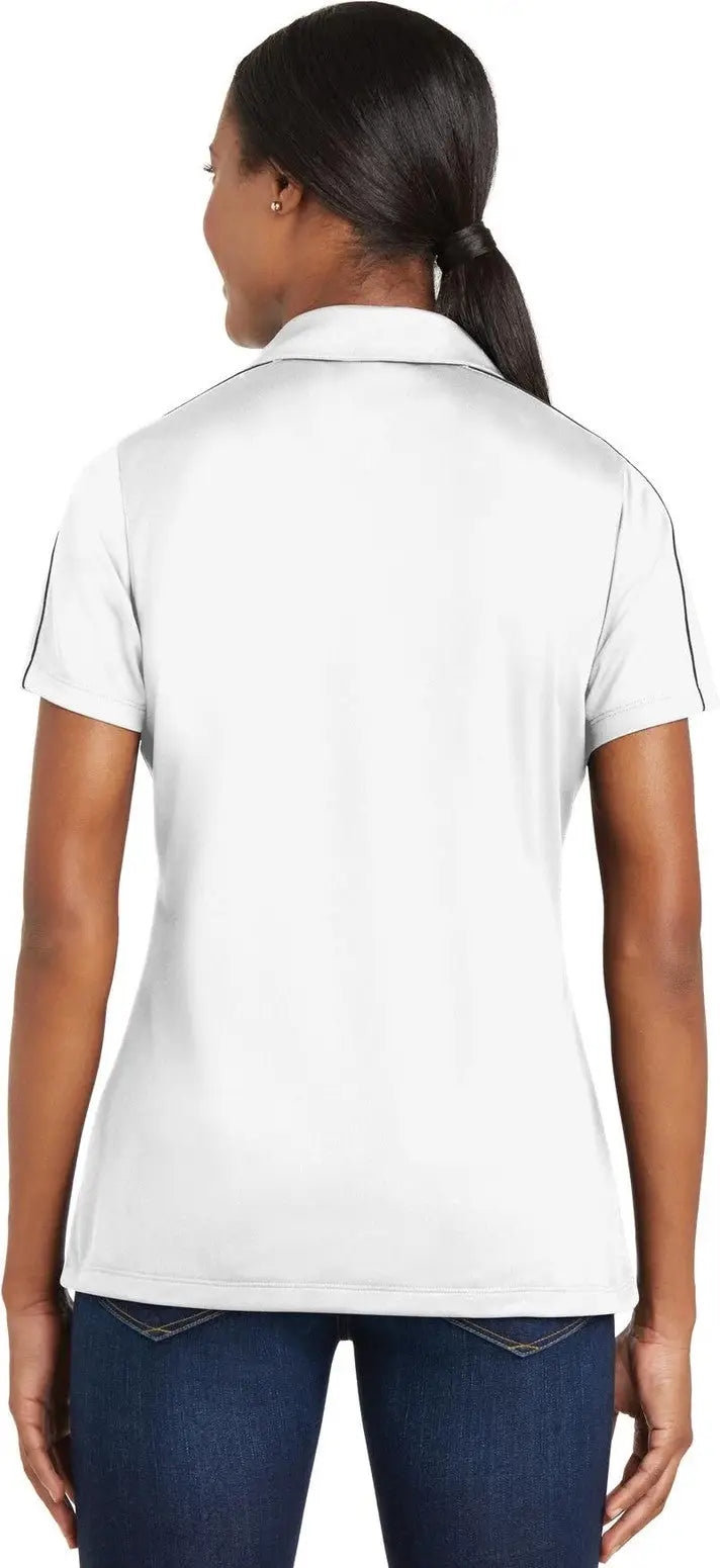 Sport-tek Lst653 Women’s Micropique Sport-wick Piped Polo - White Iron Gray