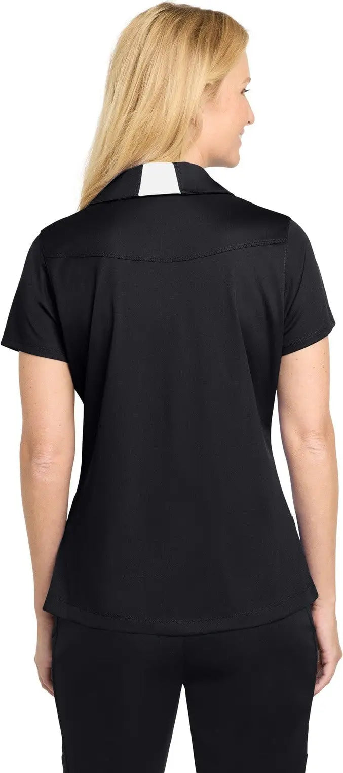 Sport-tek Lst655 Women’s Side Blocked Micropique Sport-wick Polo - Black White