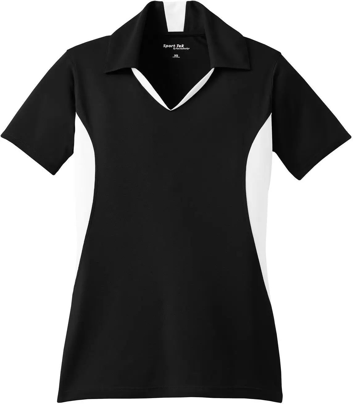 Sport-tek Lst655 Women’s Side Blocked Micropique Sport-wick Polo - Black White