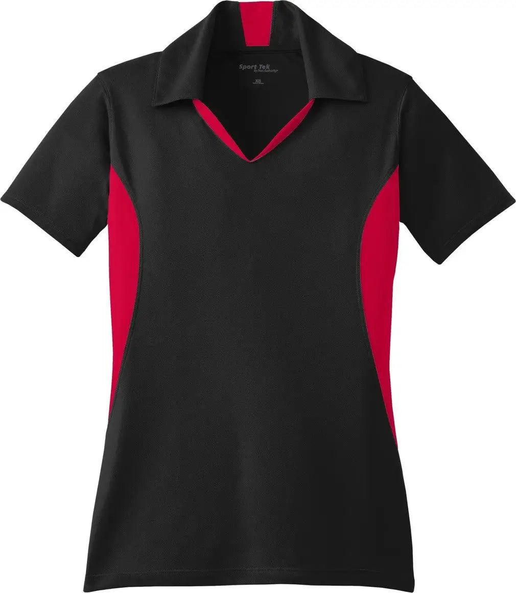 Sport-tek Lst655 Women’s Side Blocked Micropique Sport-wick Polo - Black Deep Red