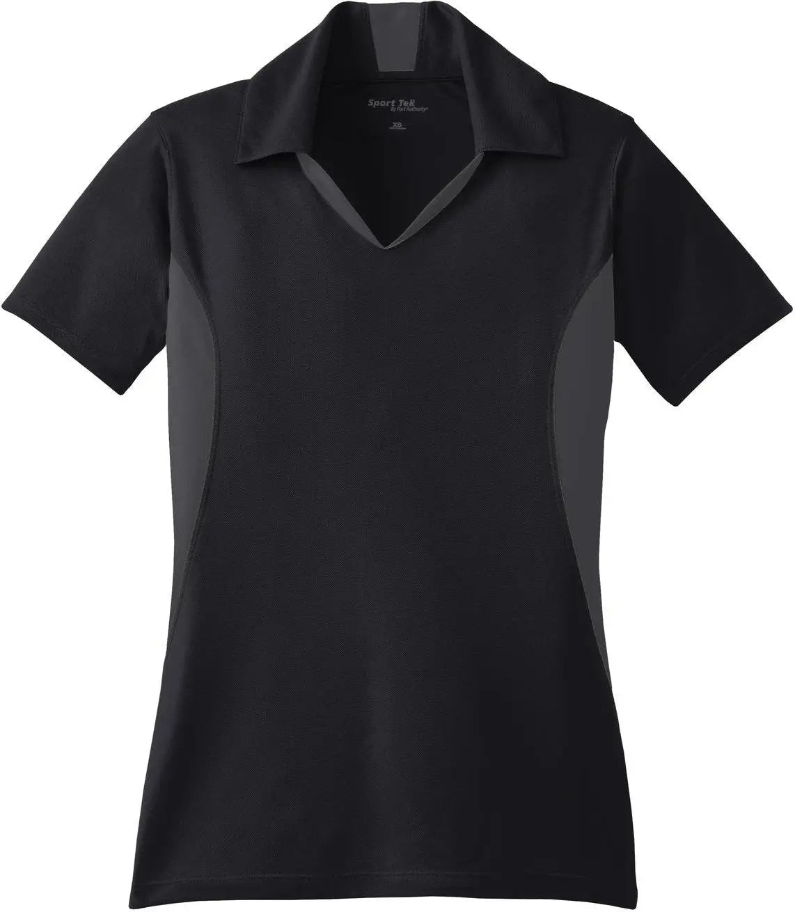 Sport-tek Lst655 Women’s Side Blocked Micropique Sport-wick Polo - Black Iron Gray