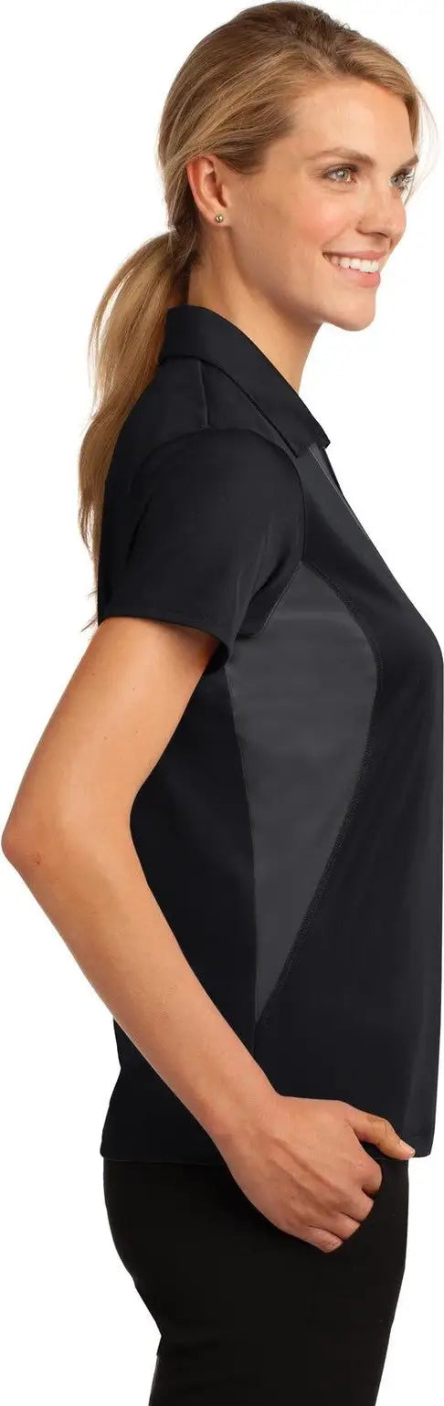 Sport-tek Lst655 Women’s Side Blocked Micropique Sport-wick Polo - Black Iron Gray