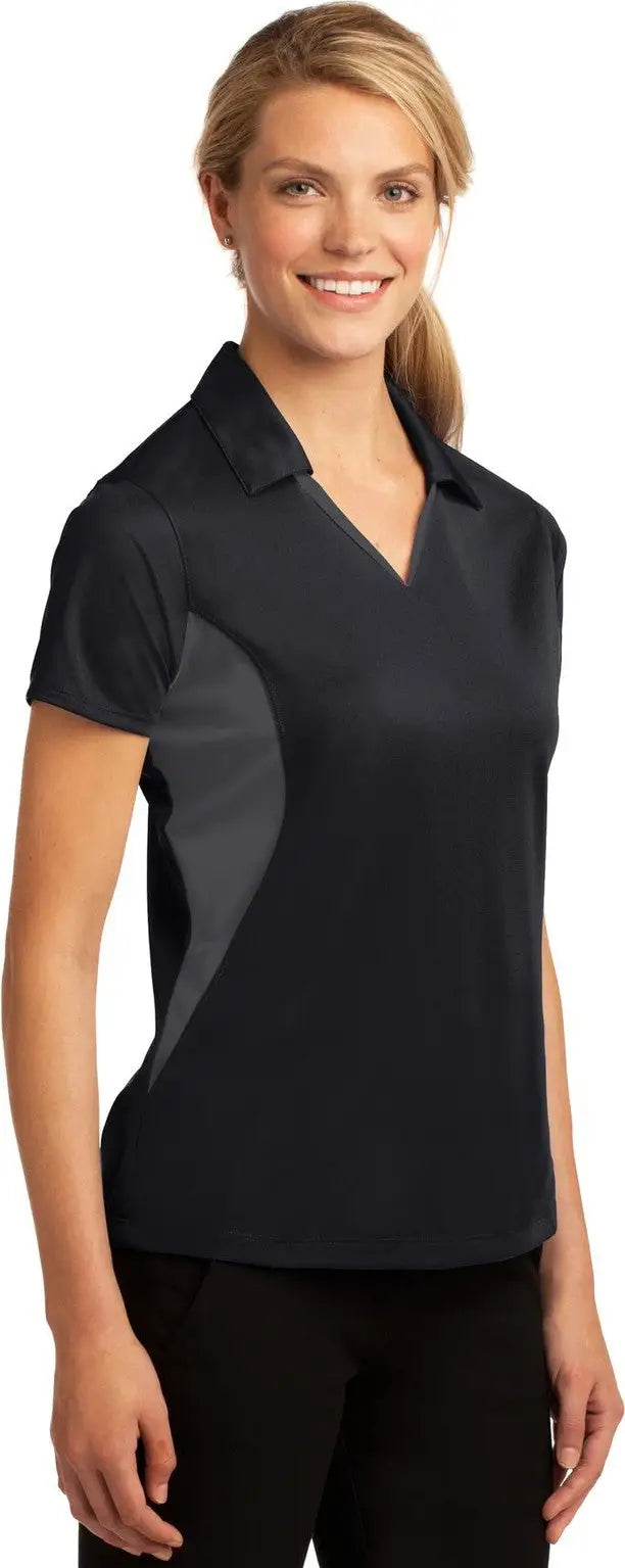 Sport-tek Lst655 Women’s Side Blocked Micropique Sport-wick Polo - Black Iron Gray