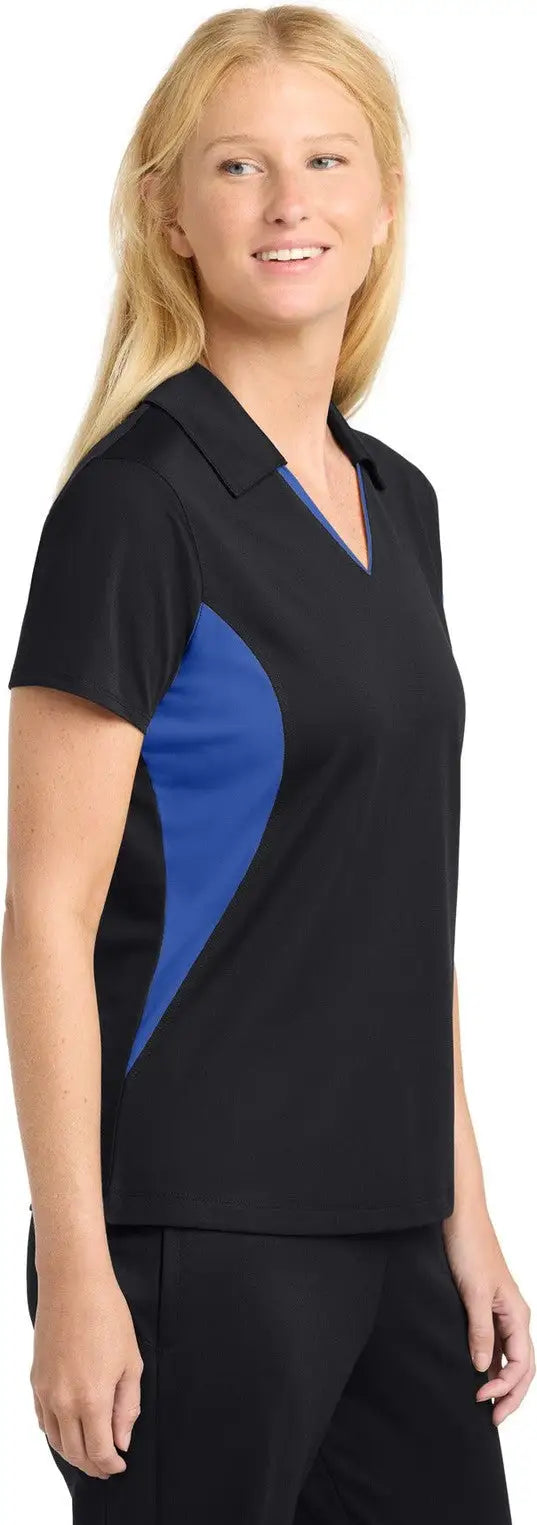 Sport-tek Lst655 Women’s Side Blocked Micropique Sport-wick Polo - Black True Royal