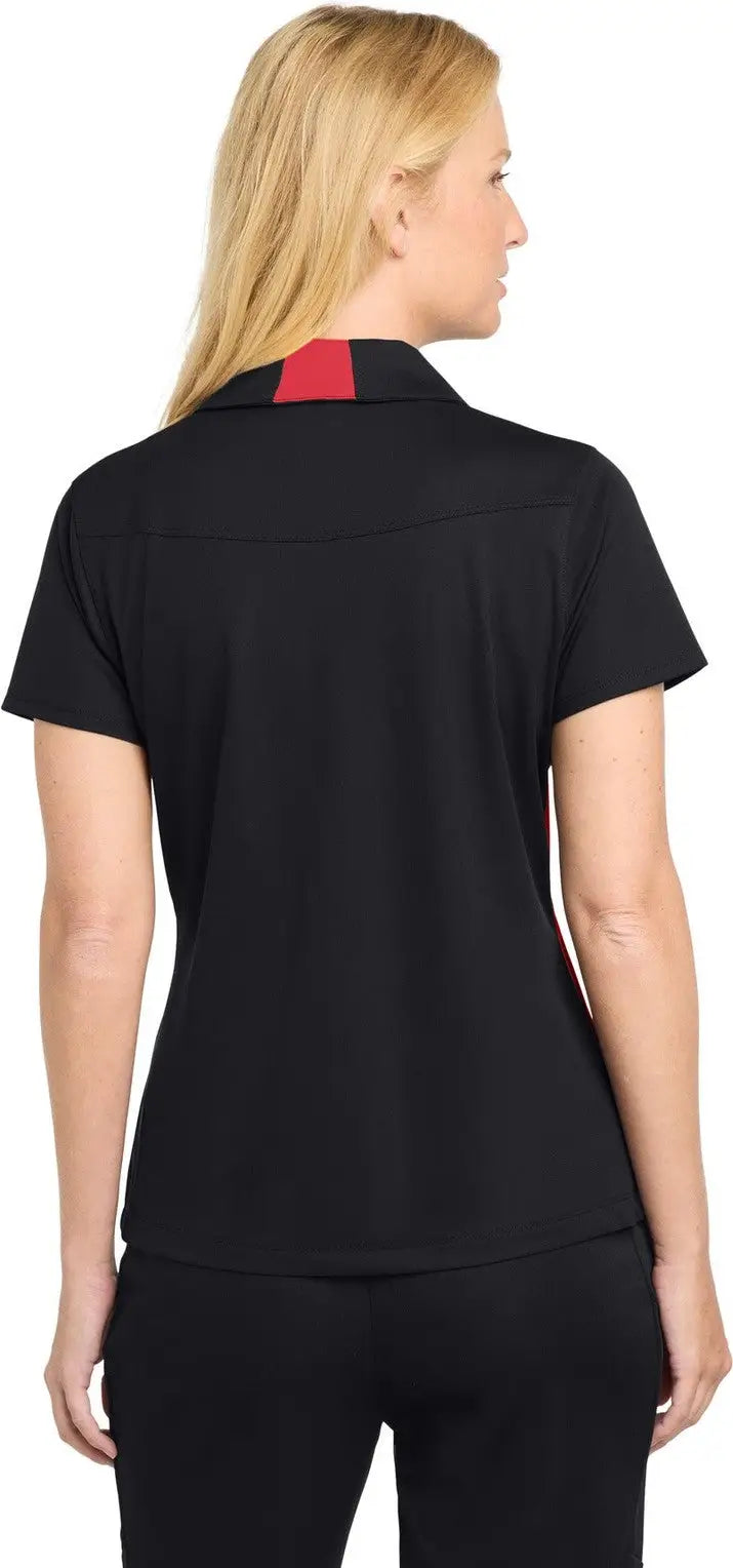 Sport-tek Lst655 Women’s Side Blocked Micropique Sport-wick Polo - Black True Red
