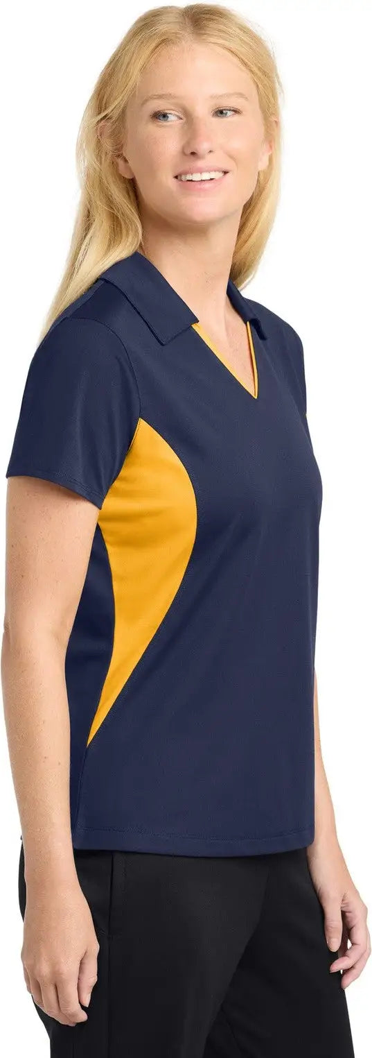 Sport-tek Lst655 Women’s Side Blocked Micropique Sport-wick Polo - True Navy Gold