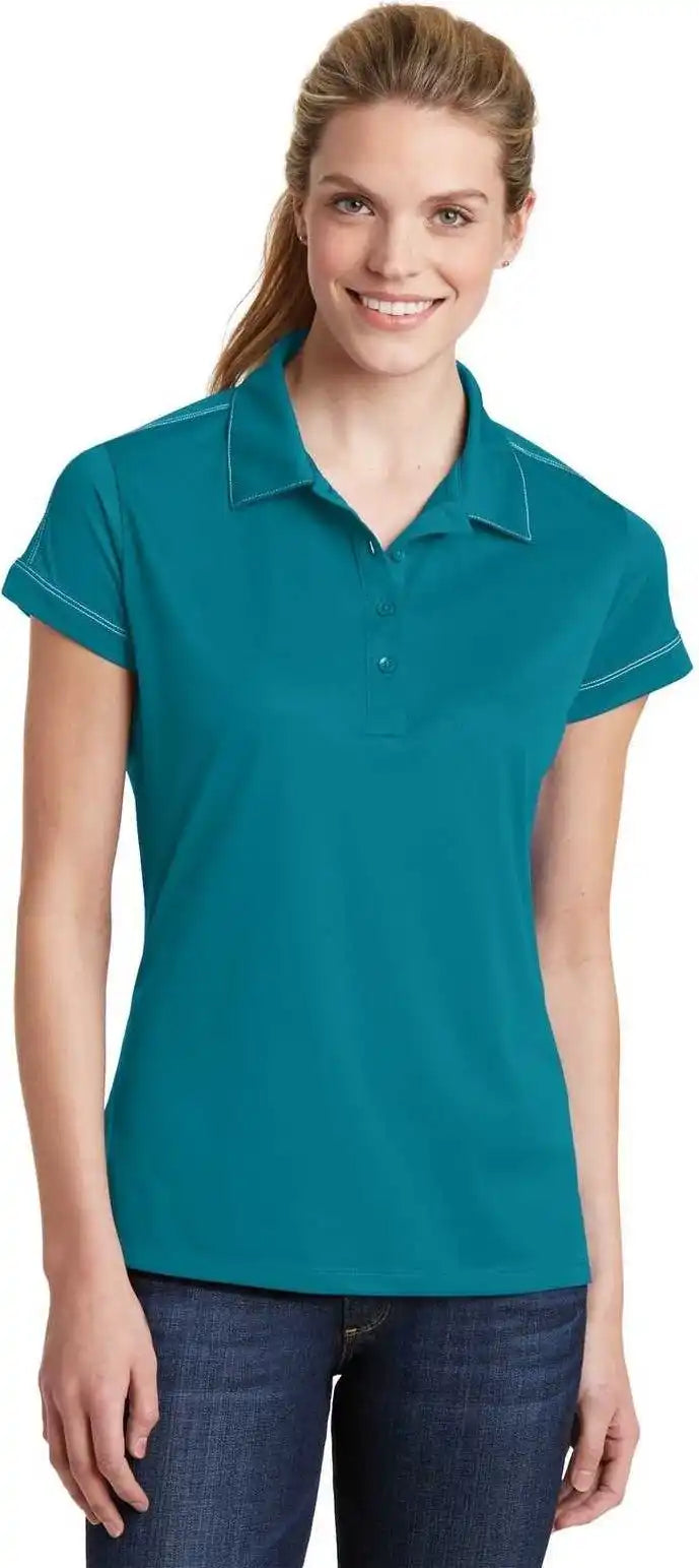 Sport-tek Lst659 Ladies Contrast Stitch Micropique Sport-wick Polo - Tropic Blue