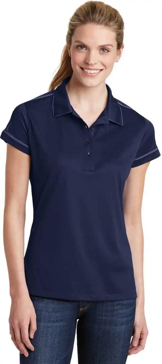 Sport-tek Lst659 Ladies Contrast Stitch Micropique Sport-wick Polo - True Navy