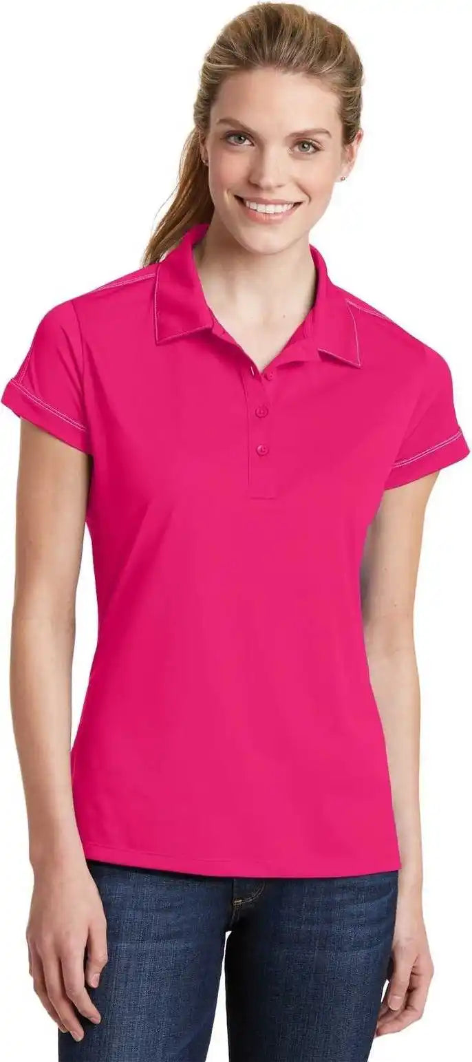Sport-tek Lst659 Ladies Contrast Stitch Micropique Sport-wick Polo - Pink Raspberry
