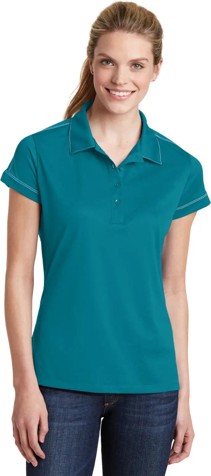 Sport-tek Lst659 Women’s Contrast Stitch Micropique Sport-wick Polo - Tropic Blue - Ladies Xs