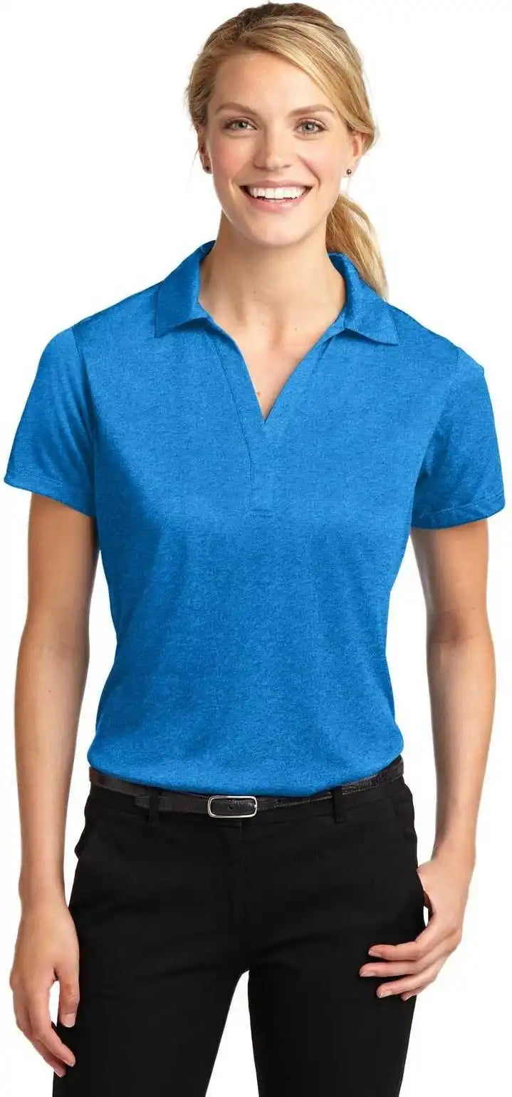 Sport Tek Lst660 Ladies Heather Contender Polo Blue Wake