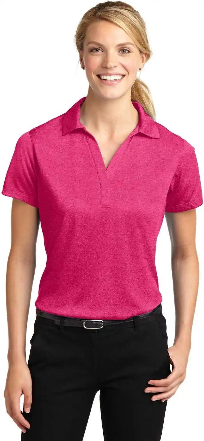 Sport Tek Lst660 Ladies Heather Contender Polo Pink Raspberry