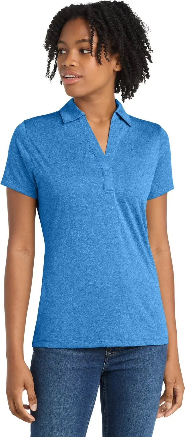 Sport-tek Lst660 Women’s Heather Contender Polo - Blue Wake