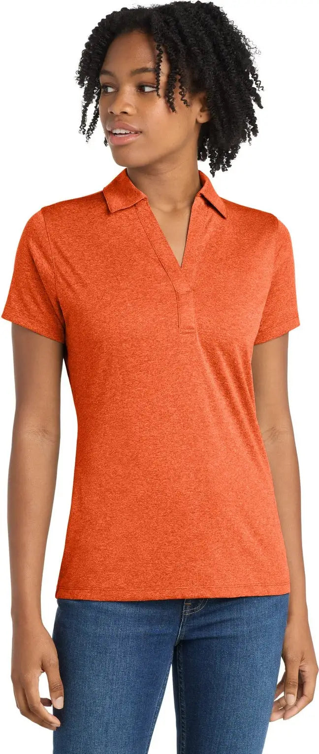 Sport-tek Lst660 Women’s Heather Contender Polo - Deep Orange