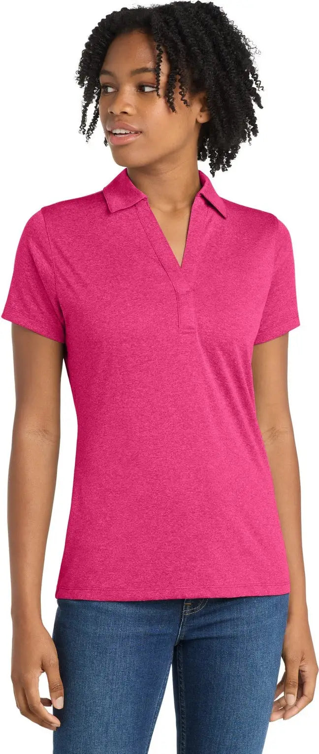 Sport-tek Lst660 Women’s Heather Contender Polo - Pink Raspberry