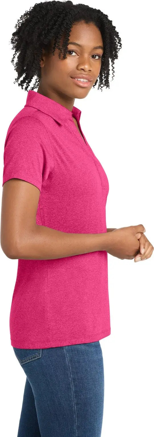 Sport-tek Lst660 Women’s Heather Contender Polo - Pink Raspberry