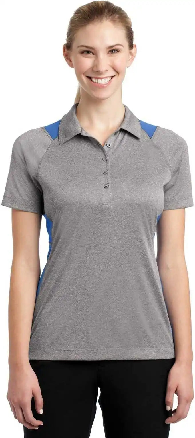 Sport-tek Lst665 Ladies Heather Colorblock Contender Polo - Vintage Carolina Blue