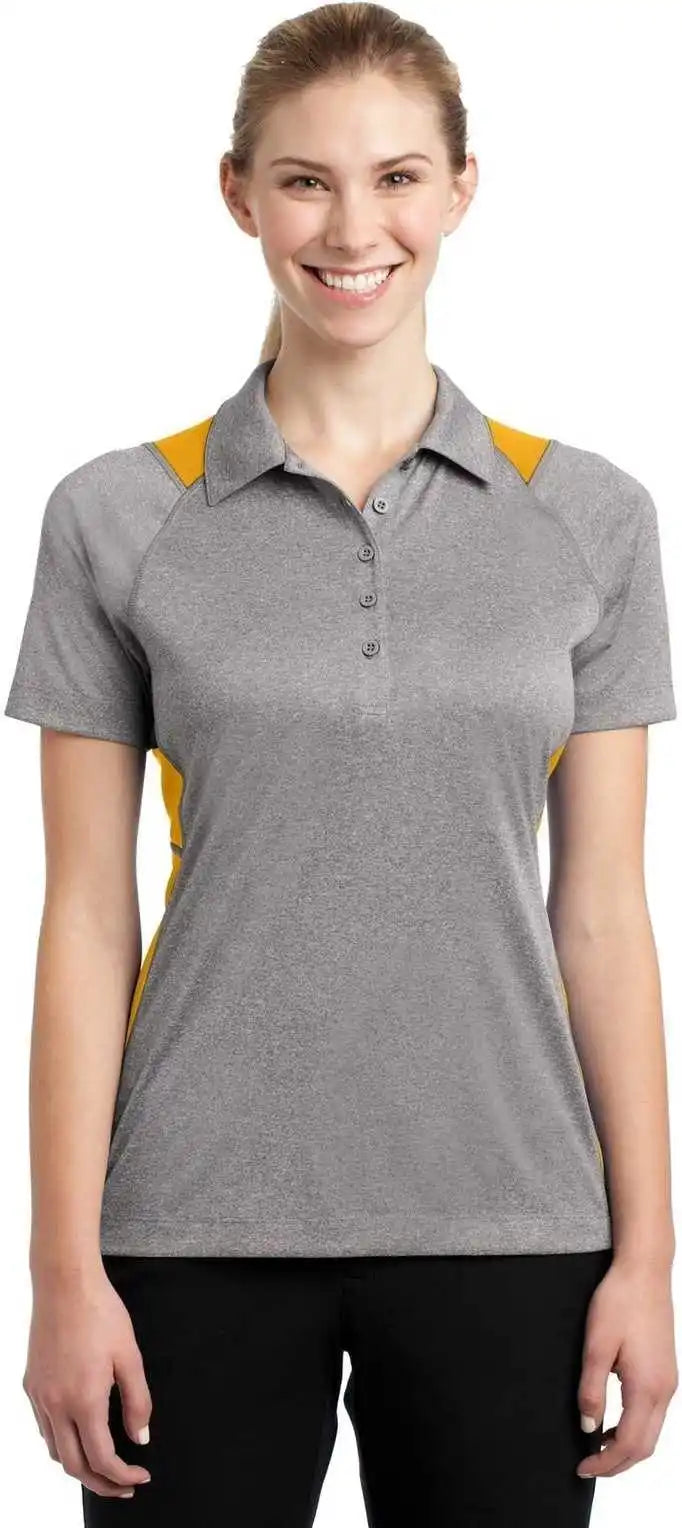 Sport-tek Lst665 Ladies Heather Colorblock Contender Polo - Vintage Gold
