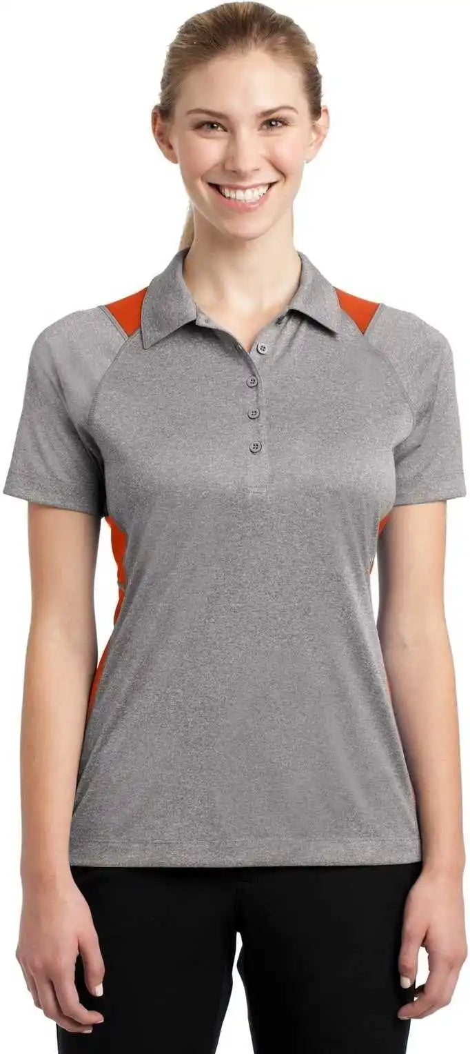 Sport-tek Lst665 Ladies Heather Colorblock Contender Polo - Vintage Deep Orange