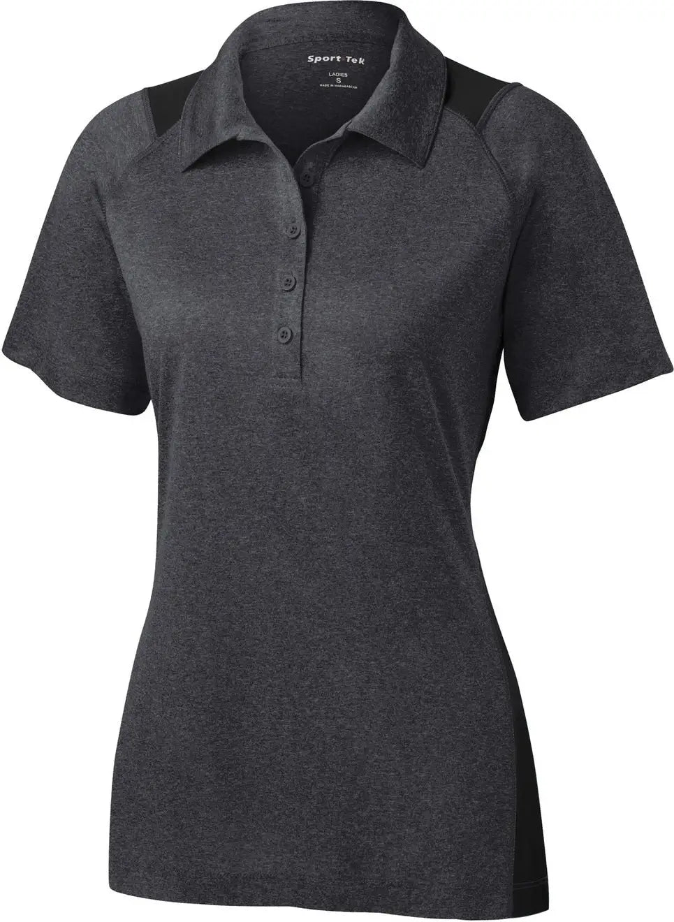 Sport-tek Lst665 Women’s Heather Colorblock Contender Polo - Graphite Black