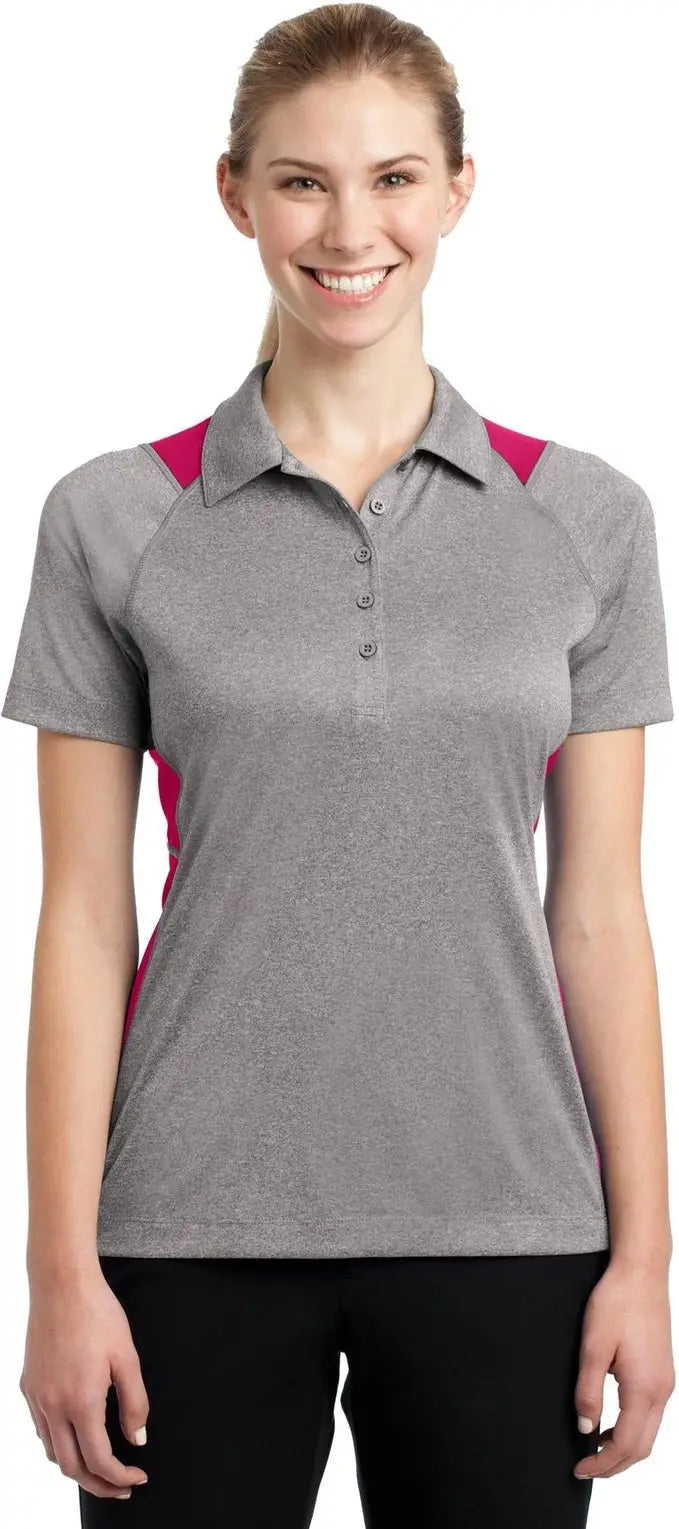 Sport-tek Lst665 Women’s Heather Colorblock Contender Polo - Vintage Pink Raspberry - Heather/ / Ladies Xs