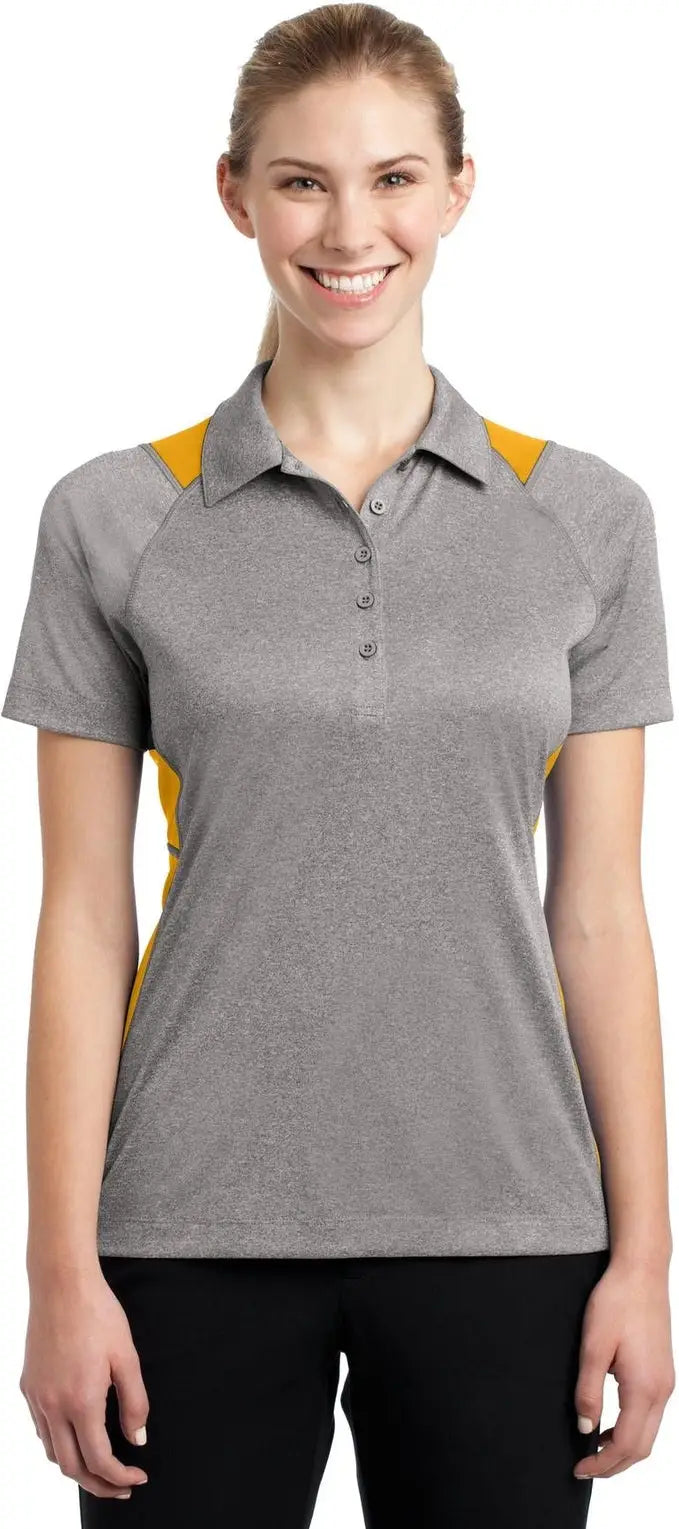 Sport-tek Lst665 Women’s Heather Colorblock Contender Polo - Vintage Gold - Heather/ / Ladies Xs