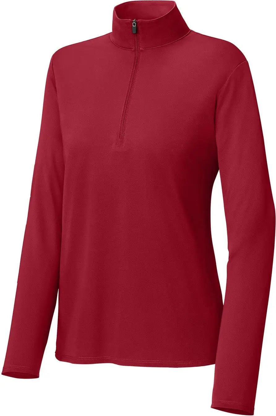 Sport-tek Lst672 Women’s Micropique Sport-wick 1/4-zip - Deep Red